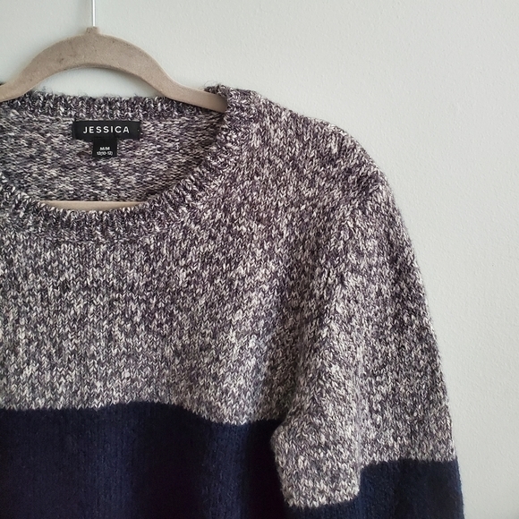 Jessica Medium Grey Navy Black Pullover Sweater - Picture 2 of 9